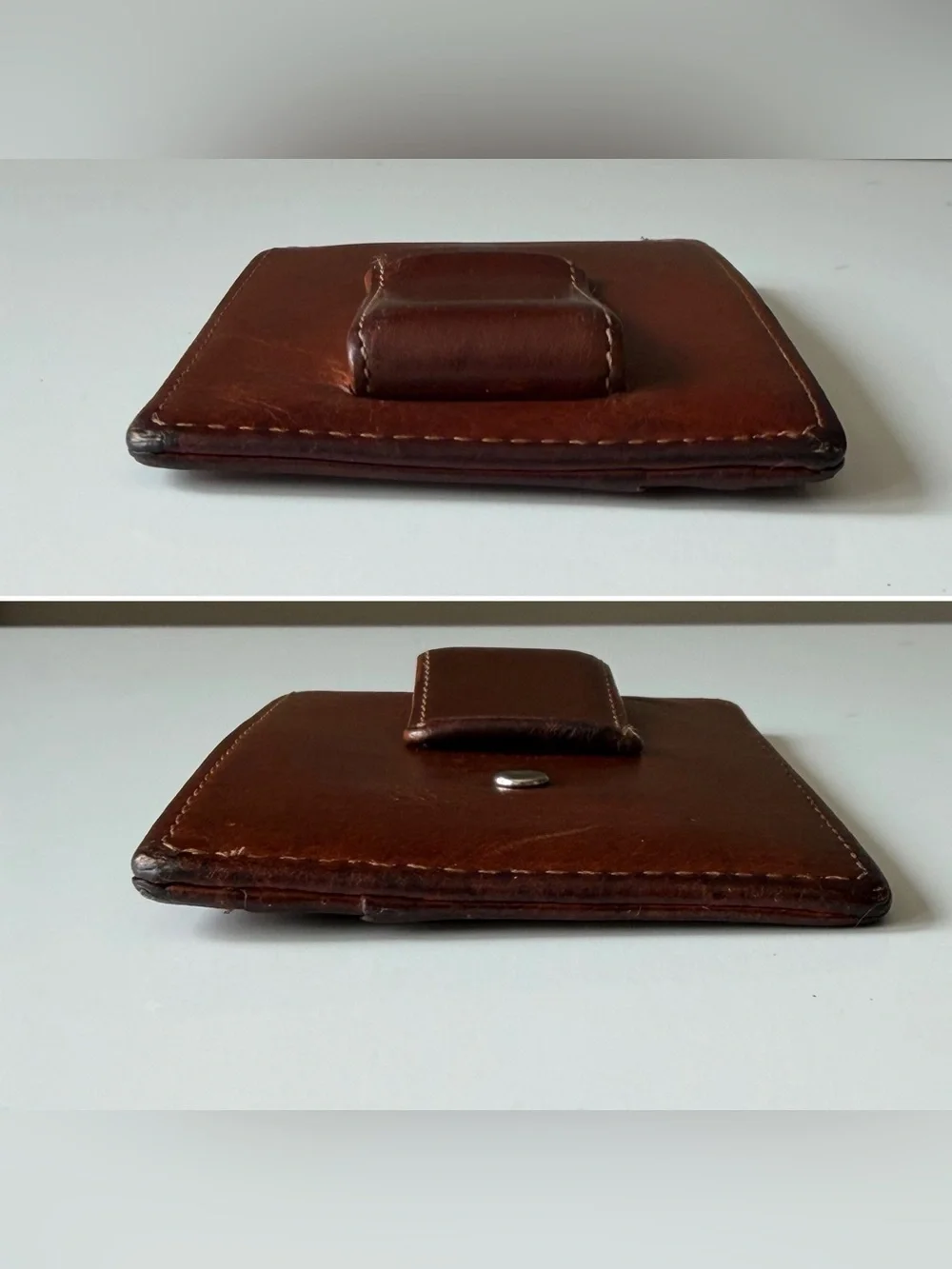 Vintage Coach British Tan Leather Money Clip Card Case Wallet